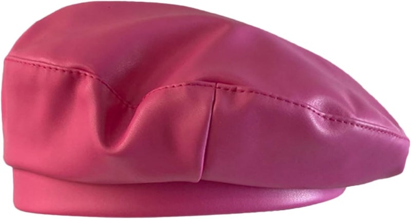 MINGSEECESS Women PU Leather French Black Beret Hat Causal Beanie Hat - Image 1